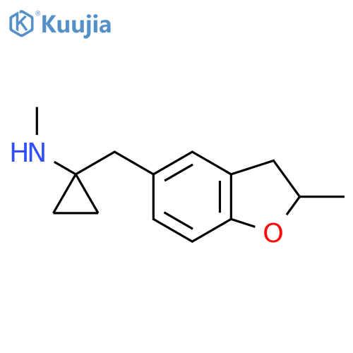 N-methyl-1-(2-methyl-2,3-dihydro-1-benzofuran-5-yl)methylcyclopropan-1-amine structure