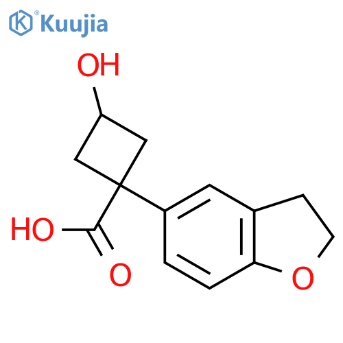 1-(2,3-dihydro-1-benzofuran-5-yl)-3-hydroxycyclobutane-1-carboxylic acid structure