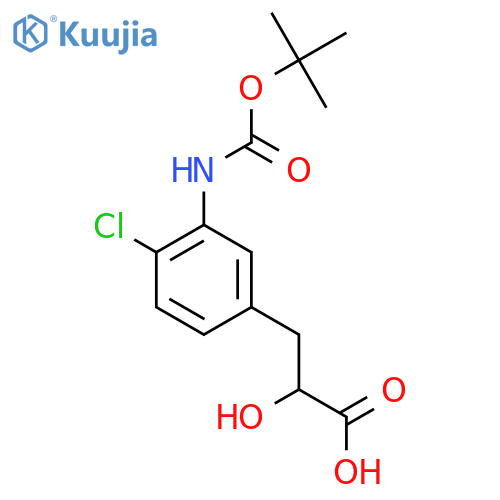 3-(3-{(tert-butoxy)carbonylamino}-4-chlorophenyl)-2-hydroxypropanoic acid structure