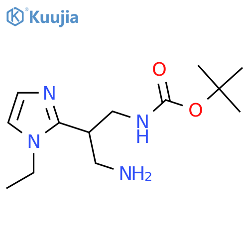 tert-butyl N-3-amino-2-(1-ethyl-1H-imidazol-2-yl)propylcarbamate structure