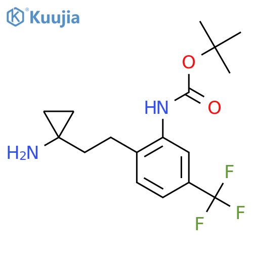 tert-butyl N-{2-2-(1-aminocyclopropyl)ethyl-5-(trifluoromethyl)phenyl}carbamate structure