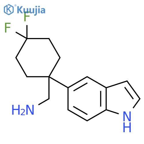 4,4-difluoro-1-(1H-indol-5-yl)cyclohexylmethanamine structure