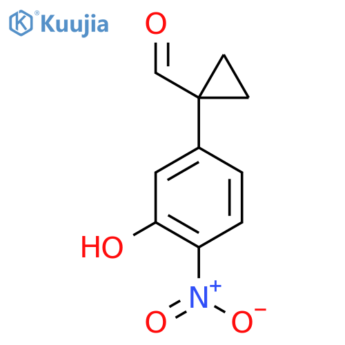 1-(3-hydroxy-4-nitrophenyl)cyclopropane-1-carbaldehyde structure