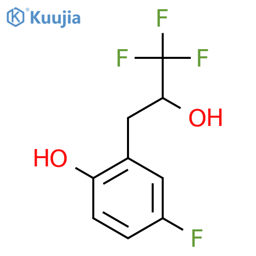 4-fluoro-2-(3,3,3-trifluoro-2-hydroxypropyl)phenol structure