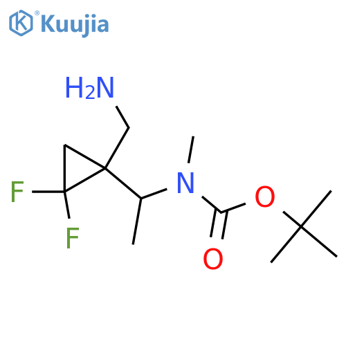 tert-butyl N-{1-1-(aminomethyl)-2,2-difluorocyclopropylethyl}-N-methylcarbamate structure