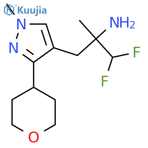 1,1-difluoro-2-methyl-3-1-methyl-3-(oxan-4-yl)-1H-pyrazol-4-ylpropan-2-amine structure