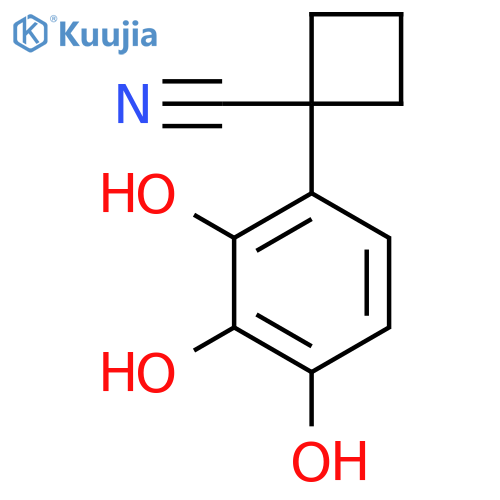 1-(2,3,4-trihydroxyphenyl)cyclobutane-1-carbonitrile structure