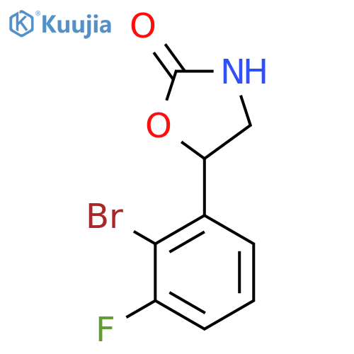 5-(2-bromo-3-fluorophenyl)-1,3-oxazolidin-2-one structure