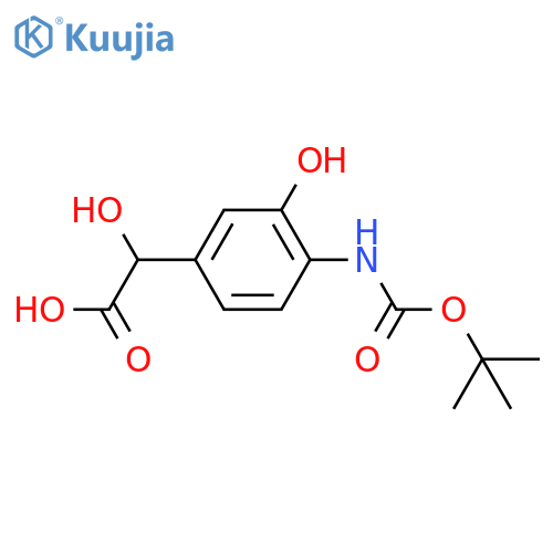 2-(4-{(tert-butoxy)carbonylamino}-3-hydroxyphenyl)-2-hydroxyacetic acid structure