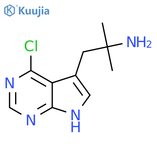 1-{4-chloro-7H-pyrrolo2,3-dpyrimidin-5-yl}-2-methylpropan-2-amine structure