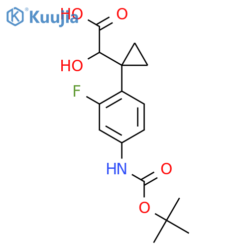 2-1-(4-{(tert-butoxy)carbonylamino}-2-fluorophenyl)cyclopropyl-2-hydroxyacetic acid structure