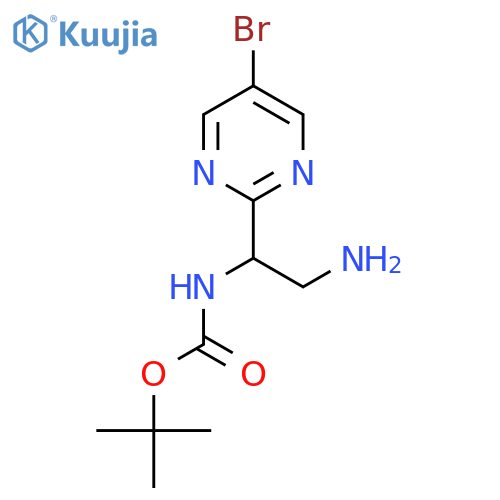 tert-butyl N-2-amino-1-(5-bromopyrimidin-2-yl)ethylcarbamate structure
