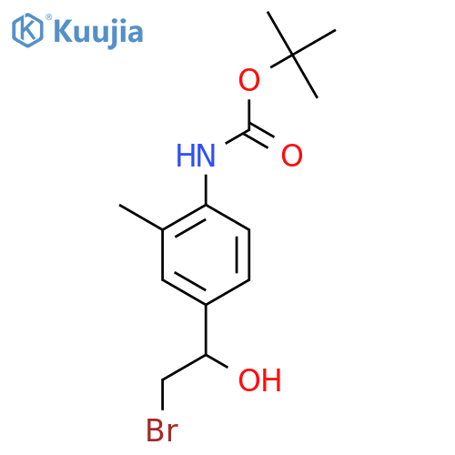 tert-butyl N-[4-(2-bromo-1-hydroxyethyl)-2-methylphenyl]carbamate structure