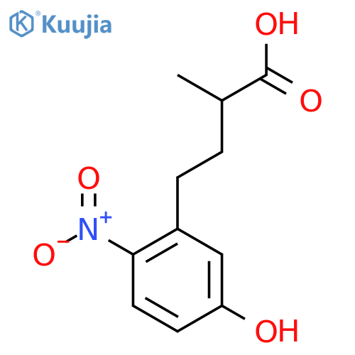 4-(5-hydroxy-2-nitrophenyl)-2-methylbutanoic acid structure