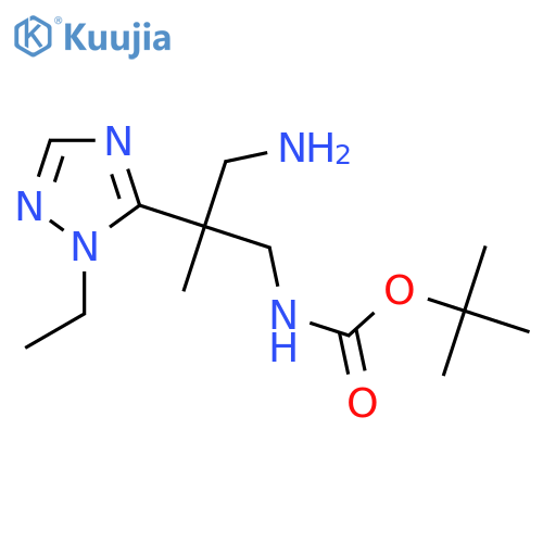 tert-butyl N-3-amino-2-(1-ethyl-1H-1,2,4-triazol-5-yl)-2-methylpropylcarbamate structure