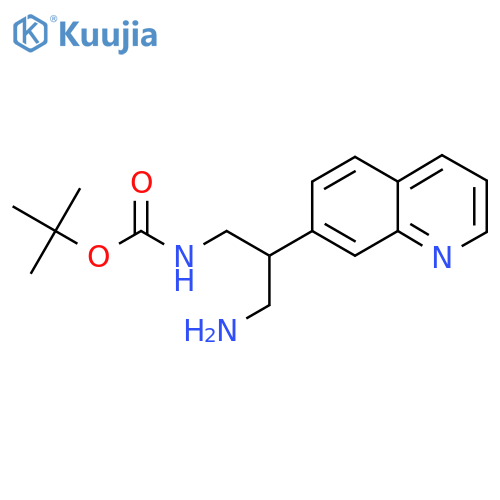 tert-butyl N-3-amino-2-(quinolin-7-yl)propylcarbamate structure