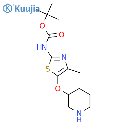 tert-butyl N-4-methyl-5-(piperidin-3-yloxy)-1,3-thiazol-2-ylcarbamate structure