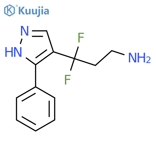3,3-difluoro-3-(3-phenyl-1H-pyrazol-4-yl)propan-1-amine structure