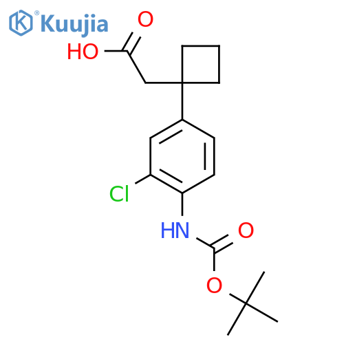 2-1-(4-{(tert-butoxy)carbonylamino}-3-chlorophenyl)cyclobutylacetic acid structure