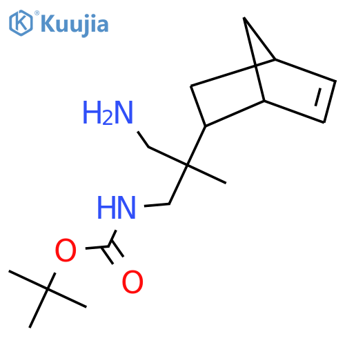tert-butyl N-(3-amino-2-{bicyclo2.2.1hept-5-en-2-yl}-2-methylpropyl)carbamate structure