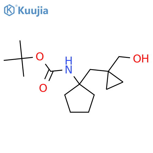 tert-butyl N-(1-{1-(hydroxymethyl)cyclopropylmethyl}cyclopentyl)carbamate structure