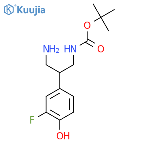 tert-butyl N-3-amino-2-(3-fluoro-4-hydroxyphenyl)propylcarbamate structure
