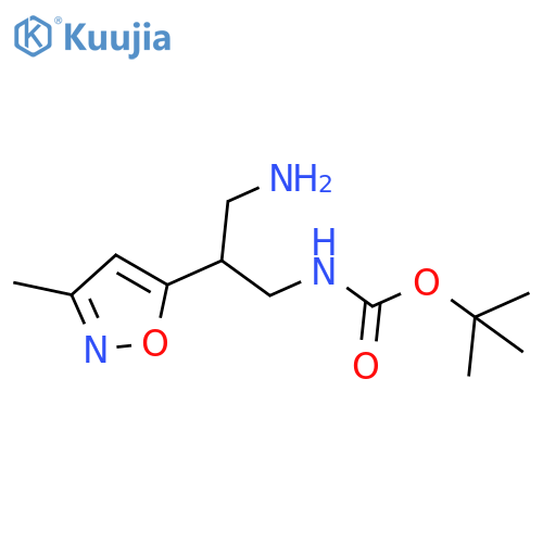 tert-butyl N-3-amino-2-(3-methyl-1,2-oxazol-5-yl)propylcarbamate structure