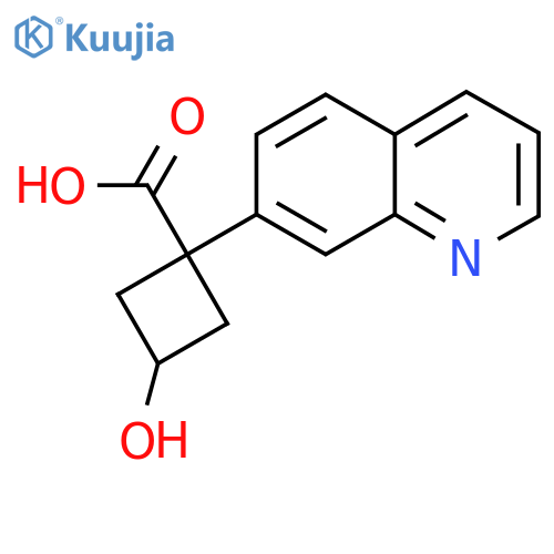 3-hydroxy-1-(quinolin-7-yl)cyclobutane-1-carboxylic acid structure