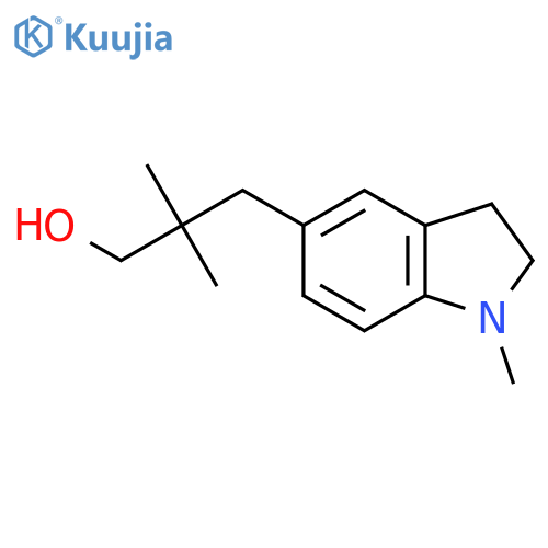 2,2-dimethyl-3-(1-methyl-2,3-dihydro-1H-indol-5-yl)propan-1-ol structure