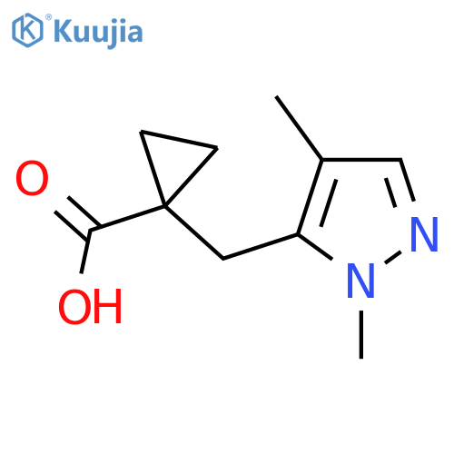 1-(1,4-dimethyl-1H-pyrazol-5-yl)methylcyclopropane-1-carboxylic acid structure
