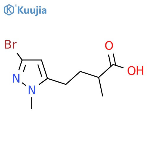 4-(3-bromo-1-methyl-1H-pyrazol-5-yl)-2-methylbutanoic acid structure