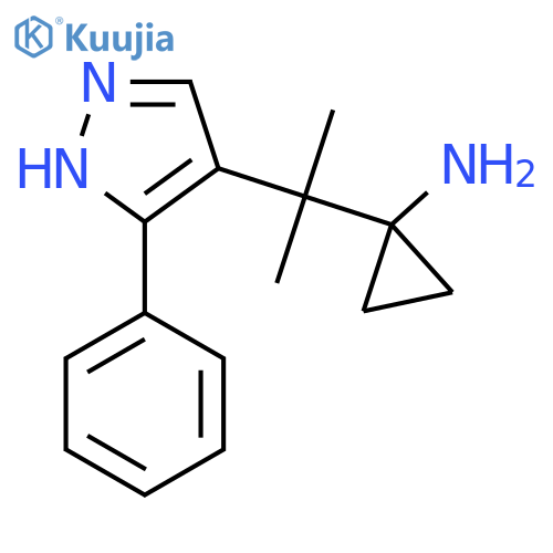 1-2-(3-phenyl-1H-pyrazol-4-yl)propan-2-ylcyclopropan-1-amine structure