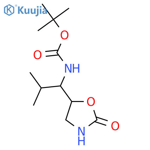 tert-butyl N-2-methyl-1-(2-oxo-1,3-oxazolidin-5-yl)propylcarbamate structure