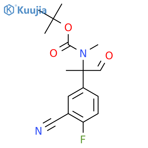 tert-butyl N-[2-(3-cyano-4-fluorophenyl)-1-oxopropan-2-yl]-N-methylcarbamate structure