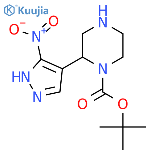 tert-butyl 2-(3-nitro-1H-pyrazol-4-yl)piperazine-1-carboxylate structure