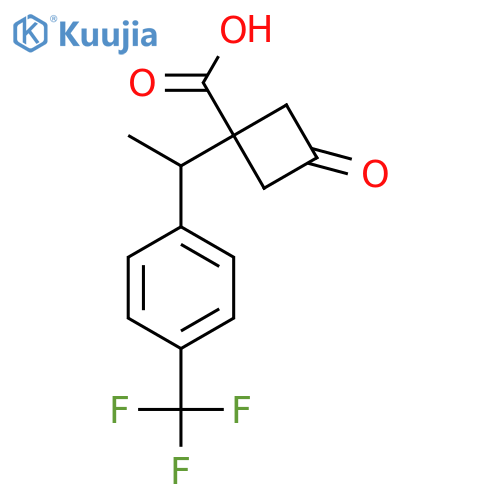 3-oxo-1-{1-4-(trifluoromethyl)phenylethyl}cyclobutane-1-carboxylic acid structure