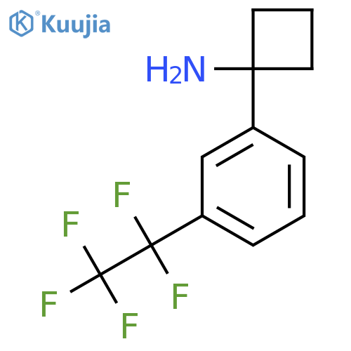 1-3-(pentafluoroethyl)phenylcyclobutan-1-amine structure