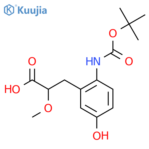 3-(2-{(tert-butoxy)carbonylamino}-5-hydroxyphenyl)-2-methoxypropanoic acid structure