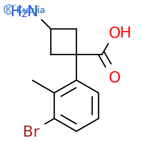 3-amino-1-(3-bromo-2-methylphenyl)cyclobutane-1-carboxylic acid structure