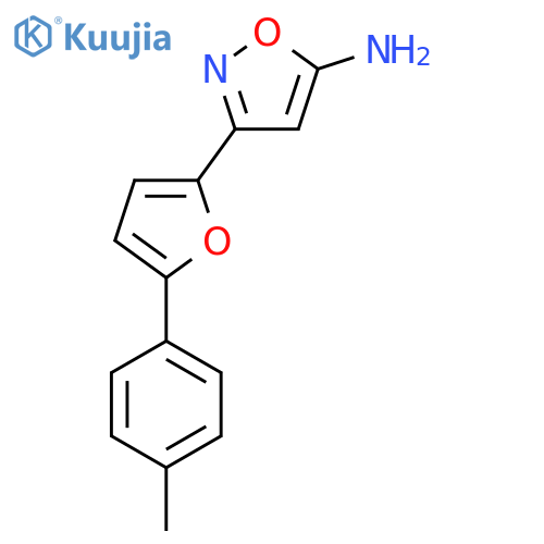 3-5-(4-methylphenyl)furan-2-yl-1,2-oxazol-5-amine structure