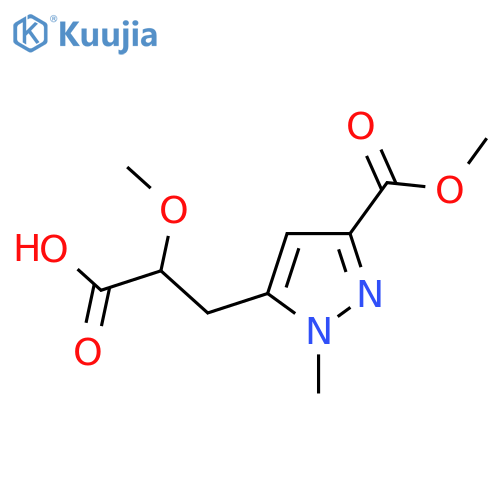 2-methoxy-3-3-(methoxycarbonyl)-1-methyl-1H-pyrazol-5-ylpropanoic acid structure