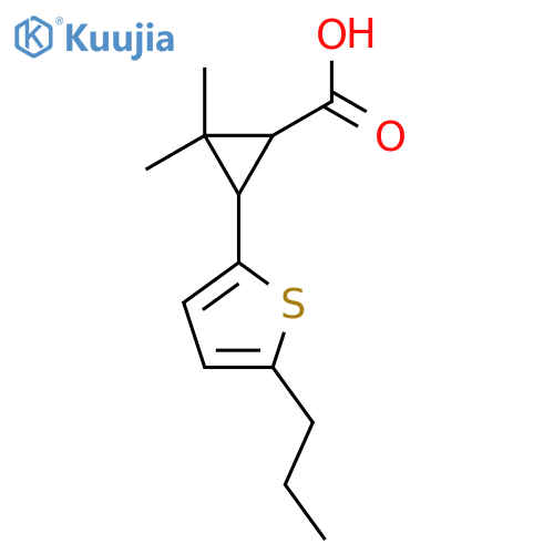 2,2-dimethyl-3-(5-propylthiophen-2-yl)cyclopropane-1-carboxylic acid structure