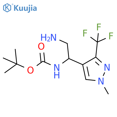 tert-butyl N-{2-amino-1-1-methyl-3-(trifluoromethyl)-1H-pyrazol-4-ylethyl}carbamate structure