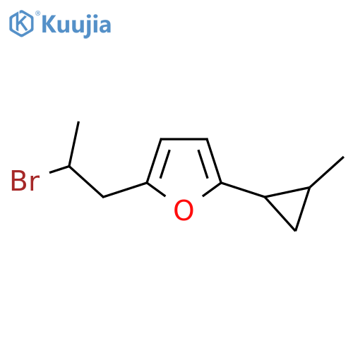 2-(2-bromopropyl)-5-(2-methylcyclopropyl)furan structure