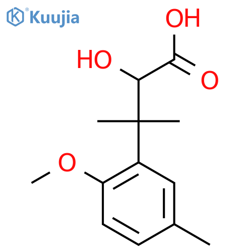 2-hydroxy-3-(2-methoxy-5-methylphenyl)-3-methylbutanoic acid structure