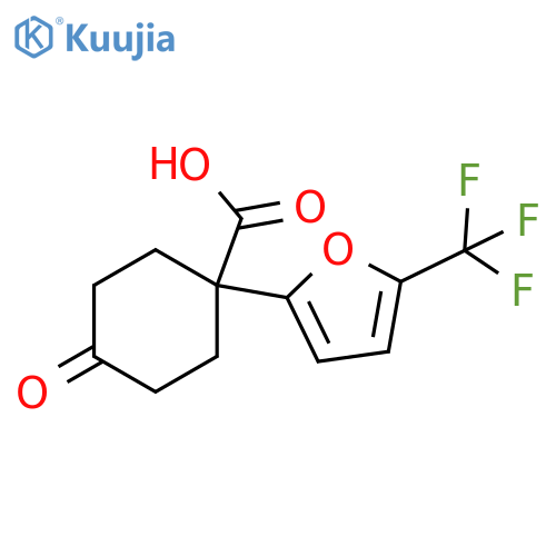 4-oxo-1-5-(trifluoromethyl)furan-2-ylcyclohexane-1-carboxylic acid structure