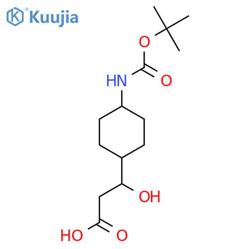 3-(4-{(tert-butoxy)carbonylamino}cyclohexyl)-3-hydroxypropanoic acid structure
