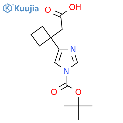 2-(1-{1-(tert-butoxy)carbonyl-1H-imidazol-4-yl}cyclobutyl)acetic acid structure