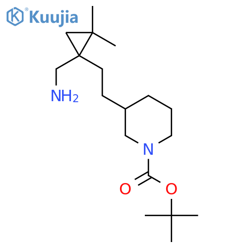 tert-butyl 3-{2-1-(aminomethyl)-2,2-dimethylcyclopropylethyl}piperidine-1-carboxylate structure