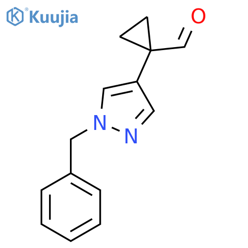 1-(1-benzyl-1H-pyrazol-4-yl)cyclopropane-1-carbaldehyde structure